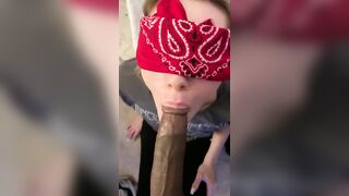 Blindfolded teen sucks BBC