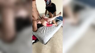BBC: Getting spitroasted by two bulls while my husband has to jack off #4
