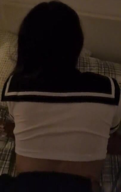 Asian in a schoolgirl outfit getting fucked by BBC